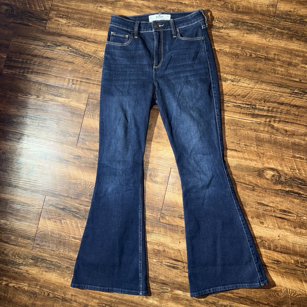 Hollister Curvy High-rise Flare Leg Dark Blue Jeans Women's Size 6